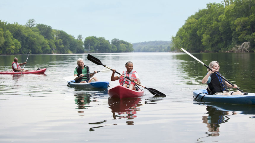 Kayakers on a river