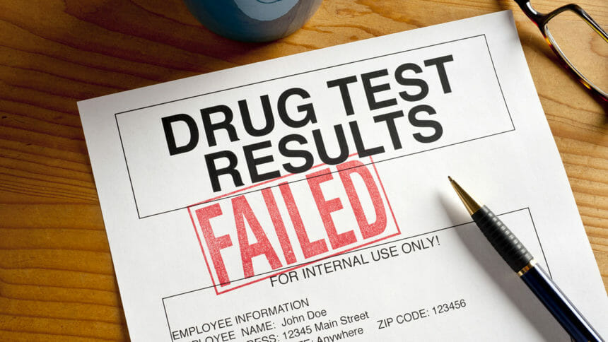 FAILED stamped on a Drug Test Results form. Artwork created by the photographer.