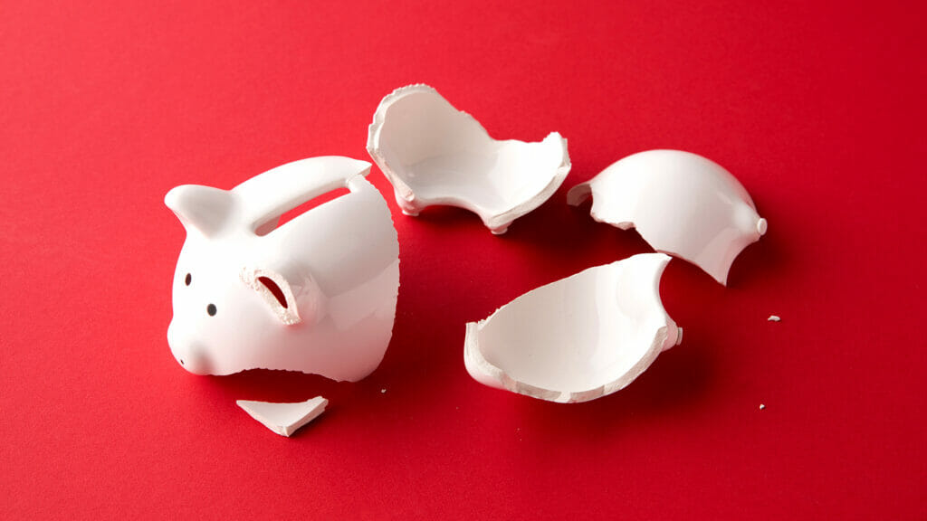 Piggy bank in pieces