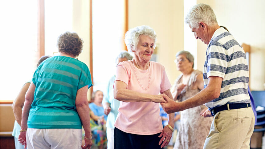 Cropped shot of a group of senior people dancing together