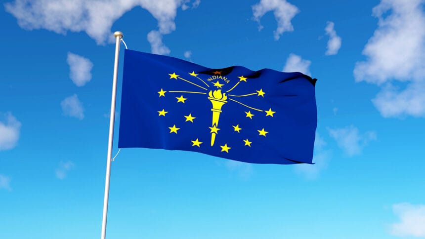 Indiana state flag. US state flag . 3D rendered