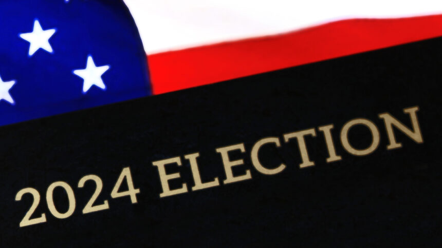 2024 Election, USA flag in background