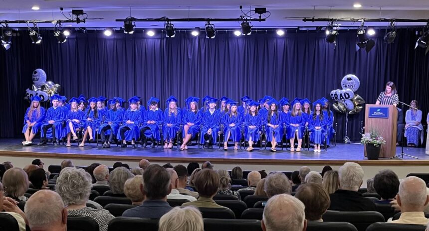 group of graduates sitting on a stage