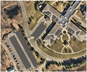 Aerial shot of Meadow Ridge solar installation