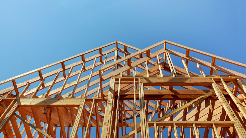 Interior framing of a new house under construction New construction home framing